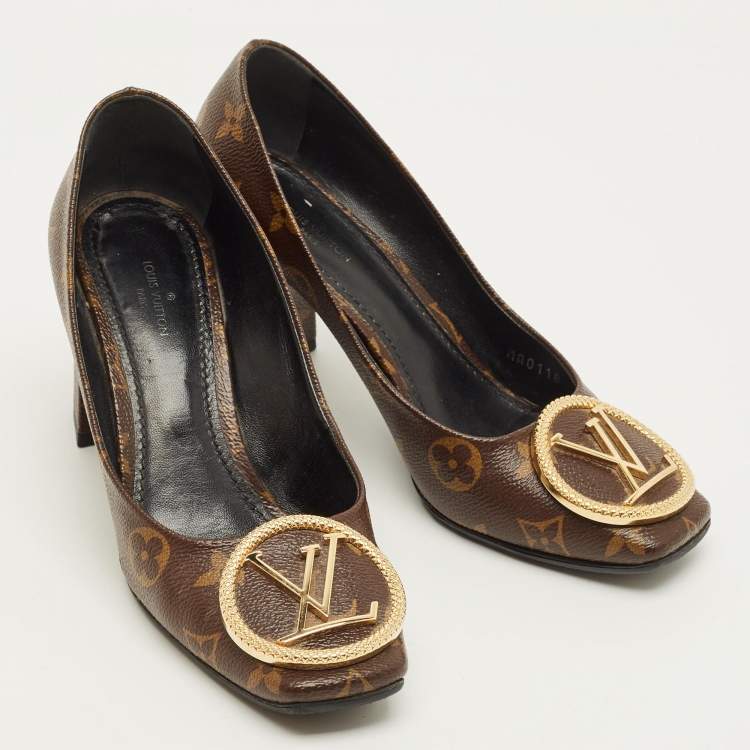 Pre Owned Louis Vuitton Madeleine Size 36 Monogram Canvas Block Heel Pumps