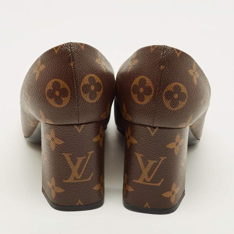 Pre Owned Louis Vuitton Madeleine Size 36 Monogram Canvas Block Heel Pumps