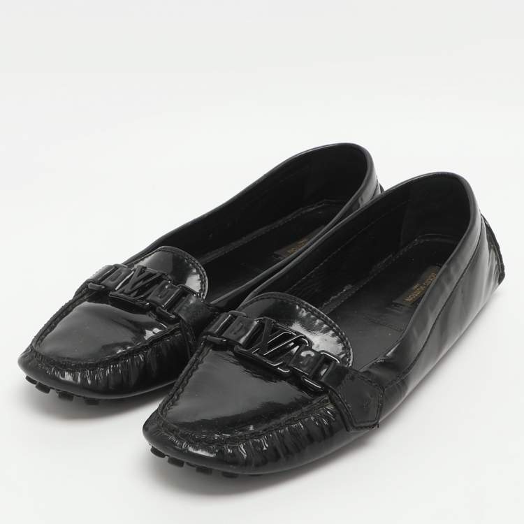 Pre Owned Louis Vuitton Size 39 Black Patent Leather Oxford Loafers 
