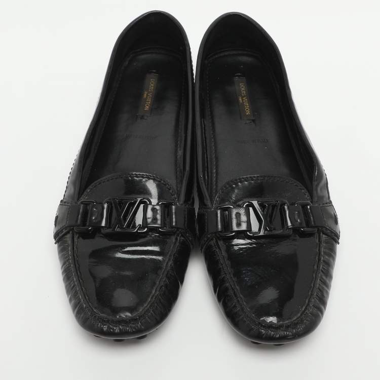 Pre Owned Louis Vuitton Size 39 Black Patent Leather Oxford Loafers 