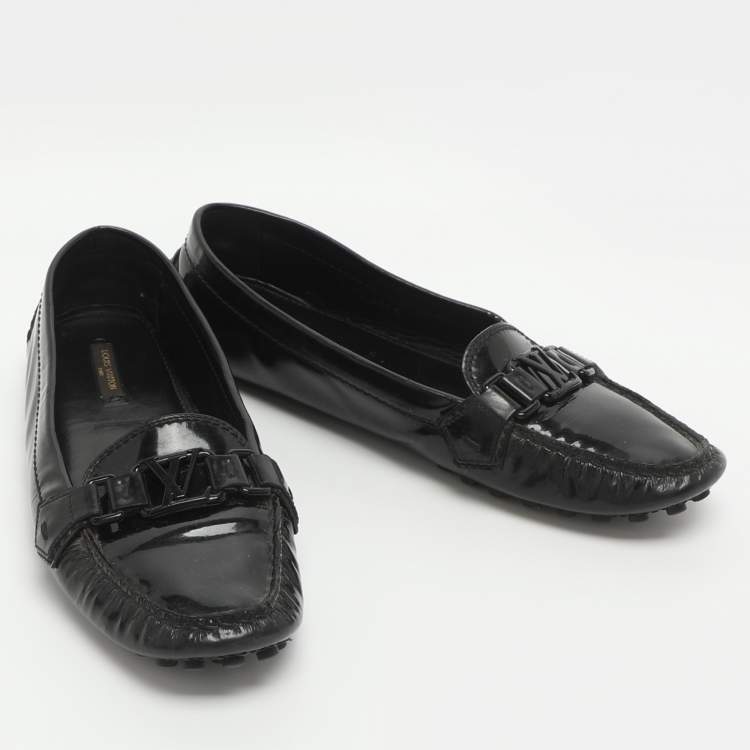 Pre Owned Louis Vuitton Size 39 Black Patent Leather Oxford Loafers 
