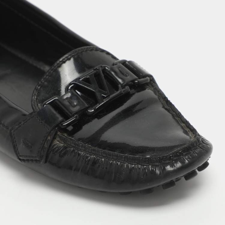 Pre Owned Louis Vuitton Size 39 Black Patent Leather Oxford Loafers 