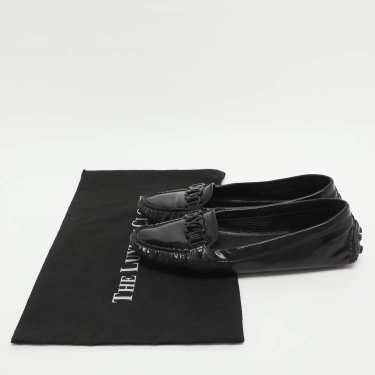 Pre Owned Louis Vuitton Size 39 Black Patent Leather Oxford Loafers 