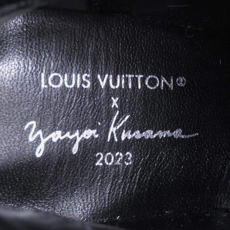 Pre Owned Louis Vuitton Lv X Yk Short Boots Noir/White Patent Leather Plastic Infinity Dot Size 36