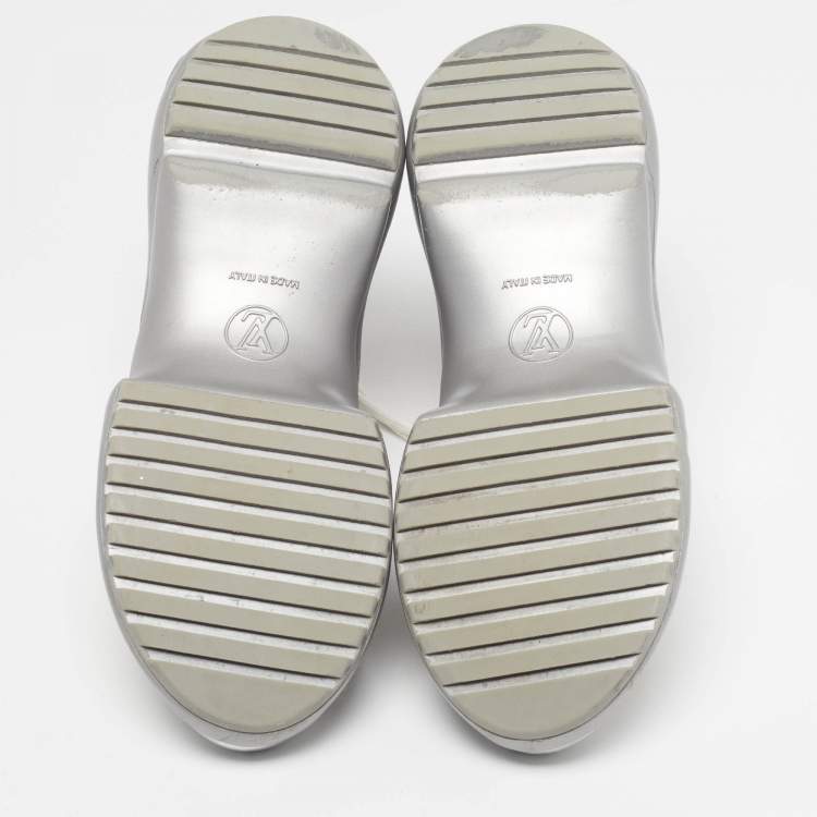 Pre Owned Louis Vuitton Archlight Size 39.5 White/Silver Leather and Mesh High Top Sneakers