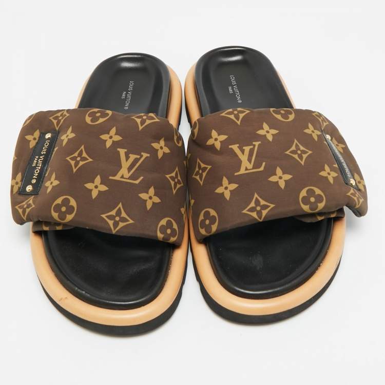 Pre Owned Louis Vuitton Pool Pillow Size 40 Brown Monogram Comfort Nylon Slide Sandals