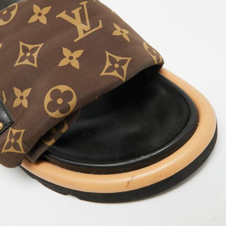 Pre Owned Louis Vuitton Pool Pillow Size 40 Brown Monogram Comfort Nylon Slide Sandals