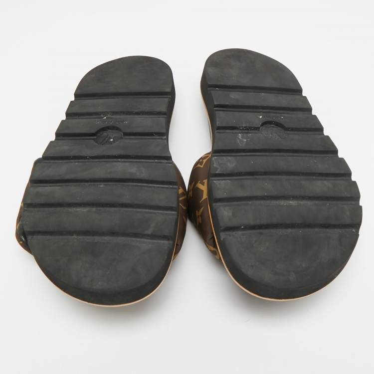 Pre Owned Louis Vuitton Pool Pillow Size 40 Brown Monogram Comfort Nylon Slide Sandals