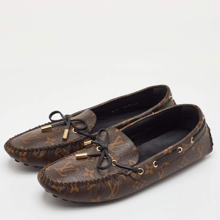Pre Owned Louis Vuitton Gloria Size 40 Brown Monogram Canvas Flat Loafers 