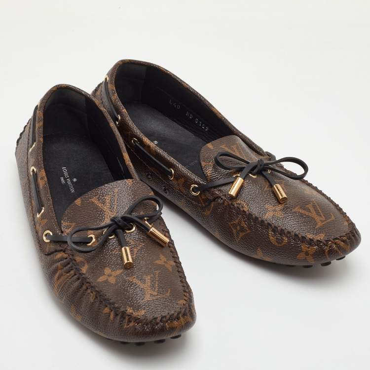 Pre Owned Louis Vuitton Gloria Size 40 Brown Monogram Canvas Flat Loafers 