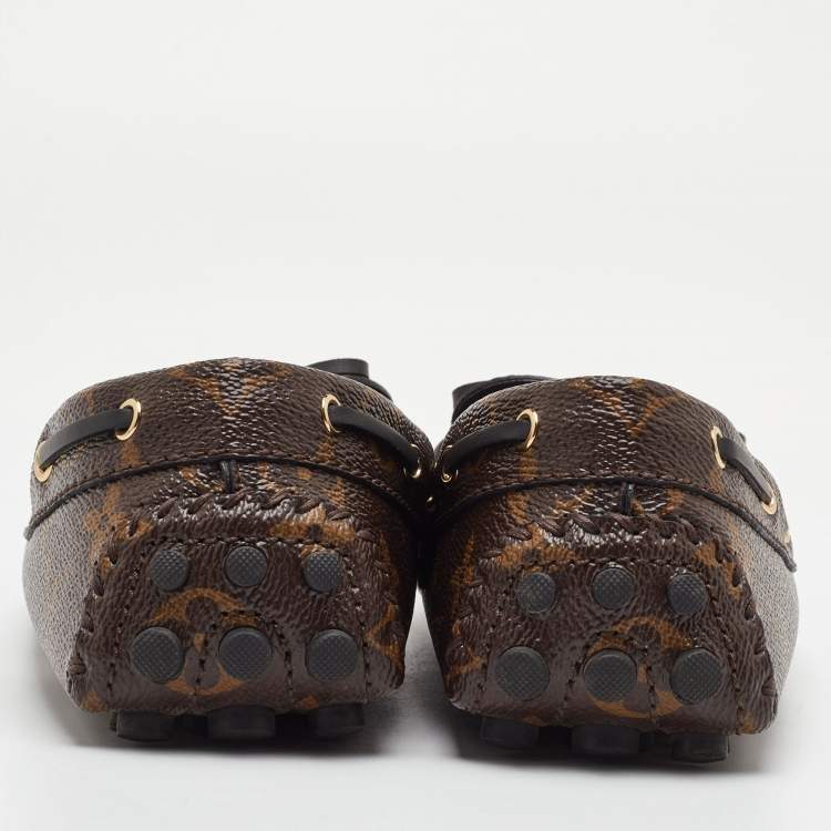 Pre Owned Louis Vuitton Gloria Size 40 Brown Monogram Canvas Flat Loafers 