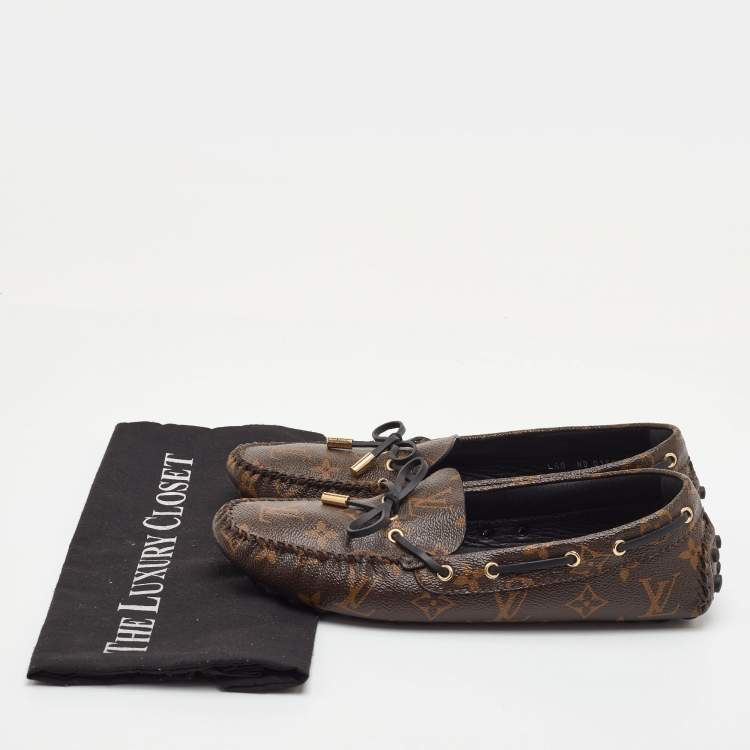 Pre Owned Louis Vuitton Gloria Size 40 Brown Monogram Canvas Flat Loafers 
