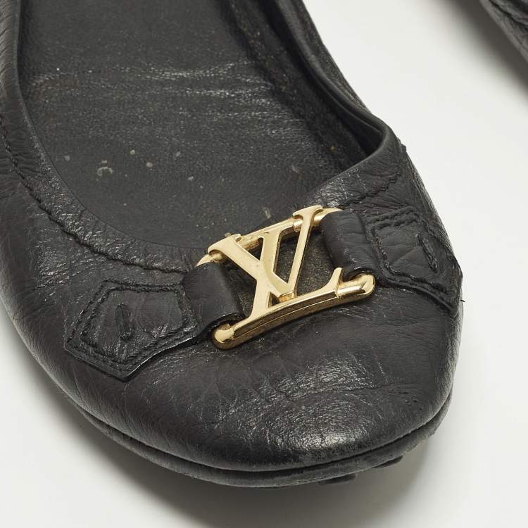 Pre Owned Louis Vuitton Oxford Size 38.5 Black Leather Ballet Flats