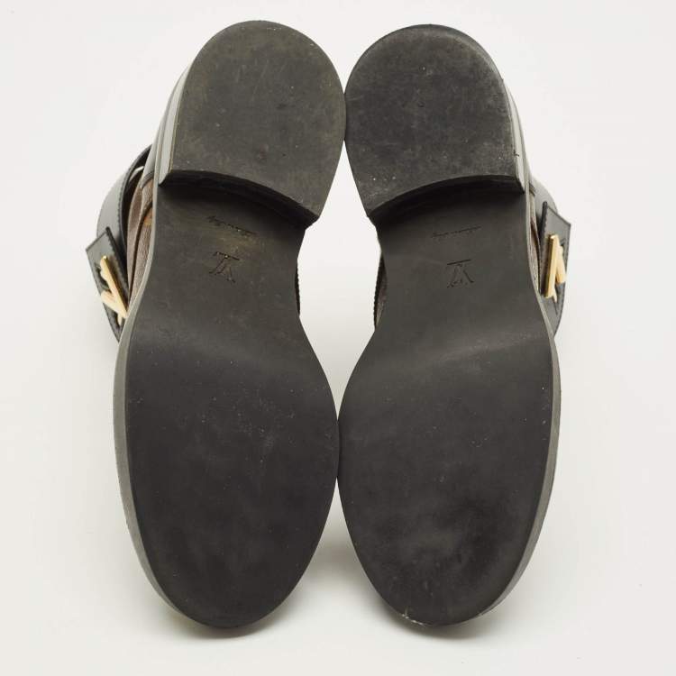 Pre Owned Louis Vuitton Wonderland Ranger Size 37 Brown/Black Monogram Canvas and Leather Ankle Boots