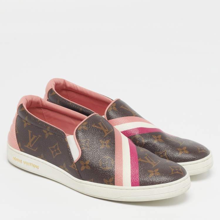 Pre Owned Louis Vuitton Frontrow Size 40 Multicolor Monogram Canvas and Leather Low Top Sneakers