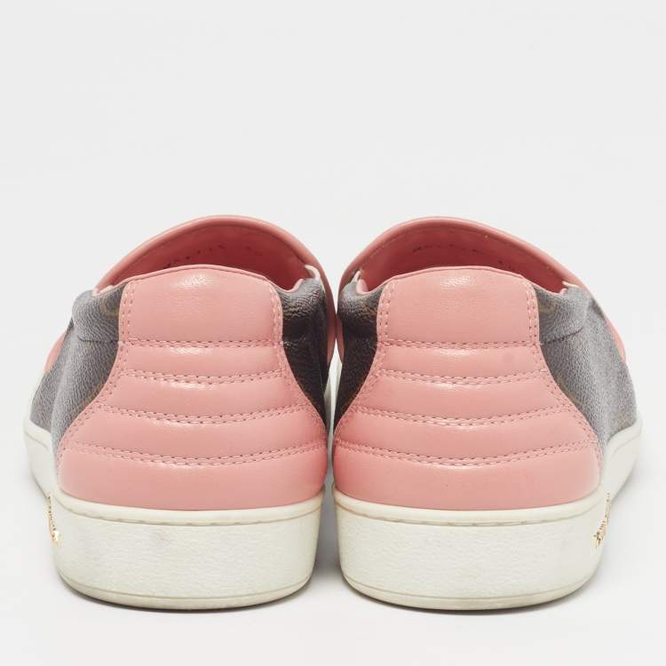 Pre Owned Louis Vuitton Frontrow Size 40 Multicolor Monogram Canvas and Leather Low Top Sneakers