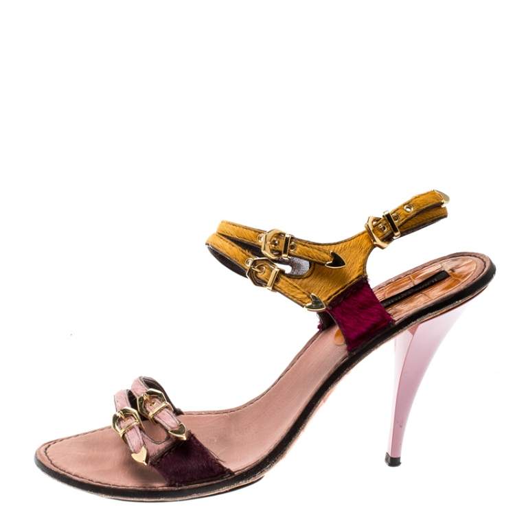 Louis Vuitton Red Suede and Patent Leather Ankle Strap Sandals Size 38.5  Louis Vuitton | The Luxury Closet