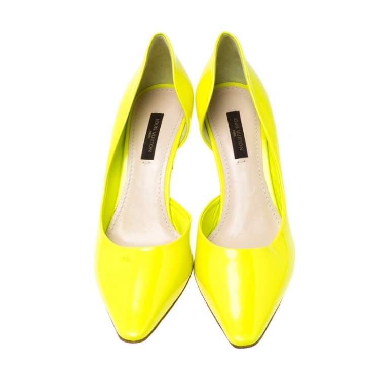 Pre Owned Louis Vuitton Flourescent Leather Pointed Toe D'orsay Pumps Size 36