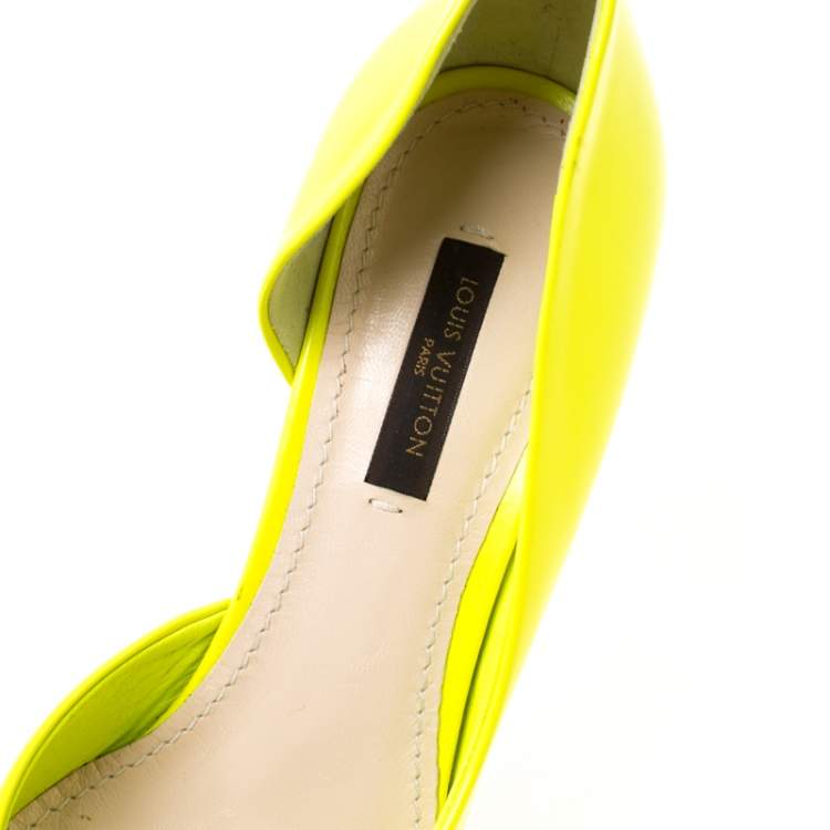 Pre Owned Louis Vuitton Flourescent Leather Pointed Toe D'orsay Pumps Size 36