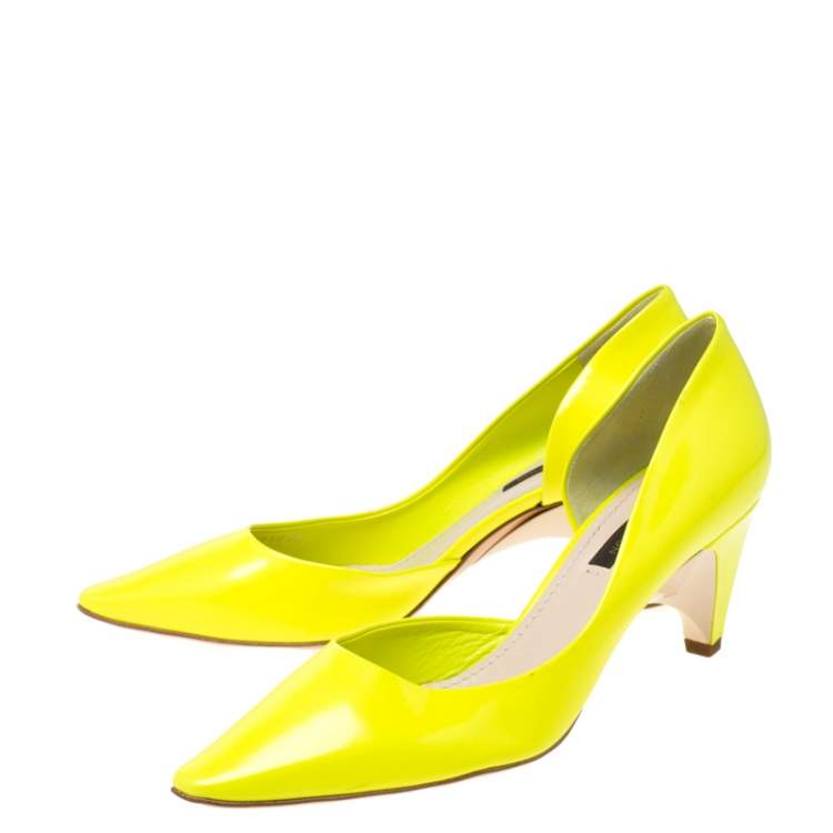 Pre Owned Louis Vuitton Flourescent Leather Pointed Toe D'orsay Pumps Size 36