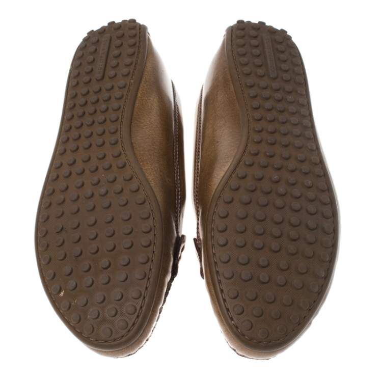 Pre Owned Louis Vuitton Brown Leather Penny Loafers Size 38
