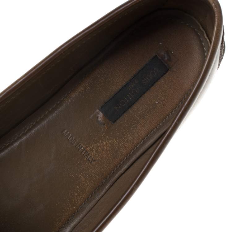 Pre Owned Louis Vuitton Brown Leather Penny Loafers Size 38