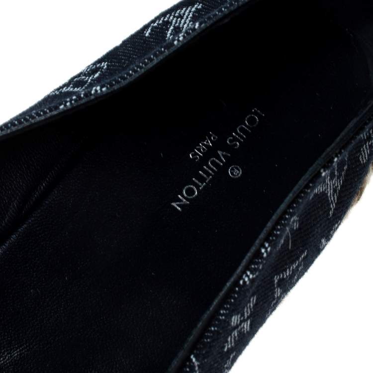 Pre Owned Louis Vuitton Monogram Denim Espadrille Loafers Size 38