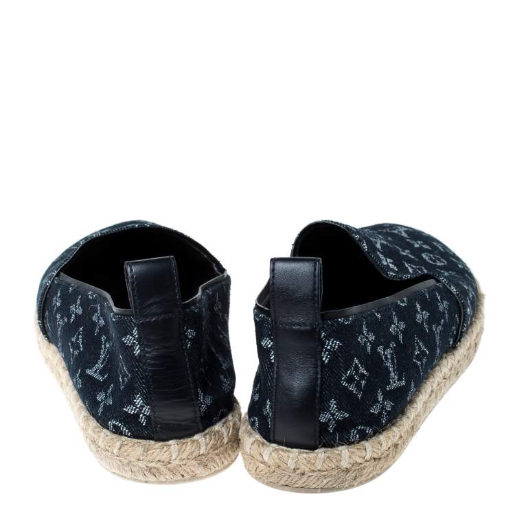 Pre Owned Louis Vuitton Monogram Denim Espadrille Loafers Size 38