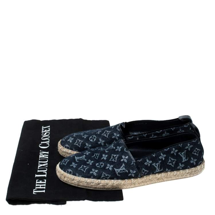 Pre Owned Louis Vuitton Monogram Denim Espadrille Loafers Size 38