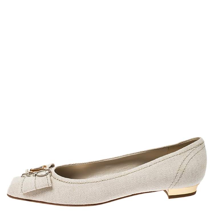 white canvas ballet flats