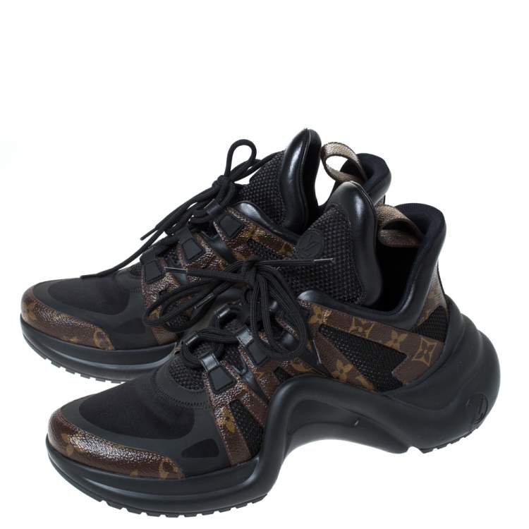 Pre Owned Louis Vuitton Black Monogram Canvas And Mesh LV Archlight Sneakers Size 42