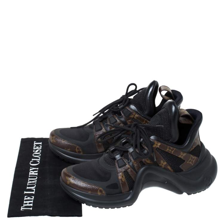 Pre Owned Louis Vuitton Black Monogram Canvas And Mesh LV Archlight Sneakers Size 42