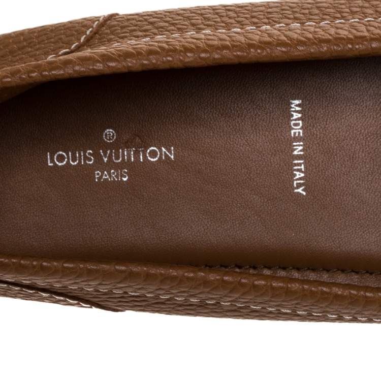 Pre Owned Louis Vuitton Brown Leather Close Up Loafers Size 37