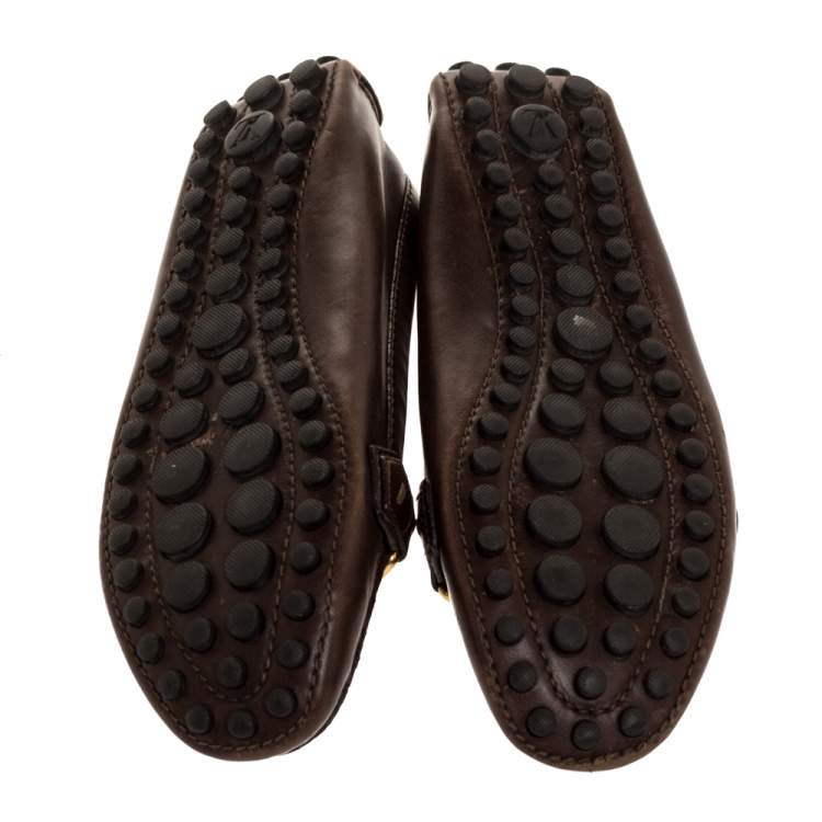 Pre Owned Louis Vuitton Dark Brown Leather Oxford Loafers Size 36