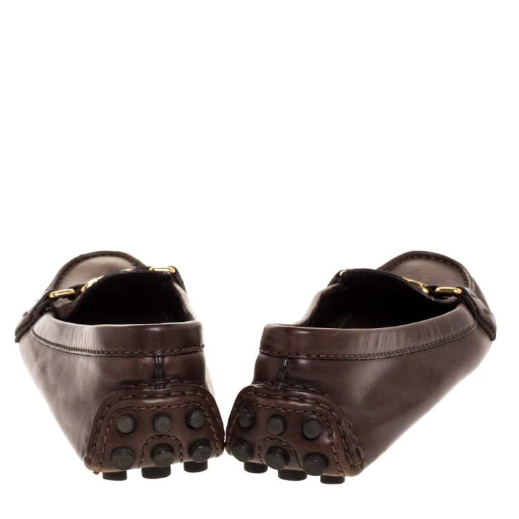 Pre Owned Louis Vuitton Dark Brown Leather Oxford Loafers Size 36