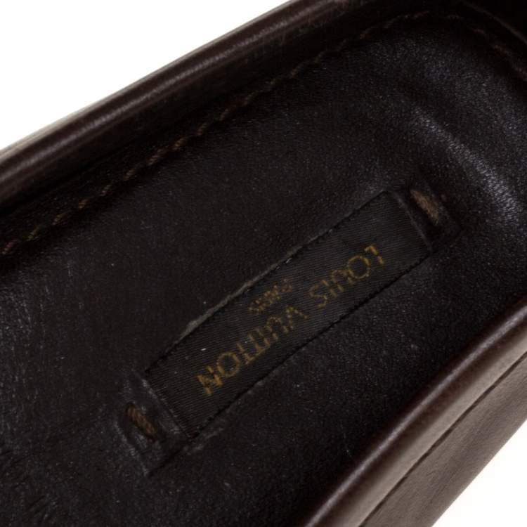 Pre Owned Louis Vuitton Dark Brown Leather Oxford Loafers Size 36