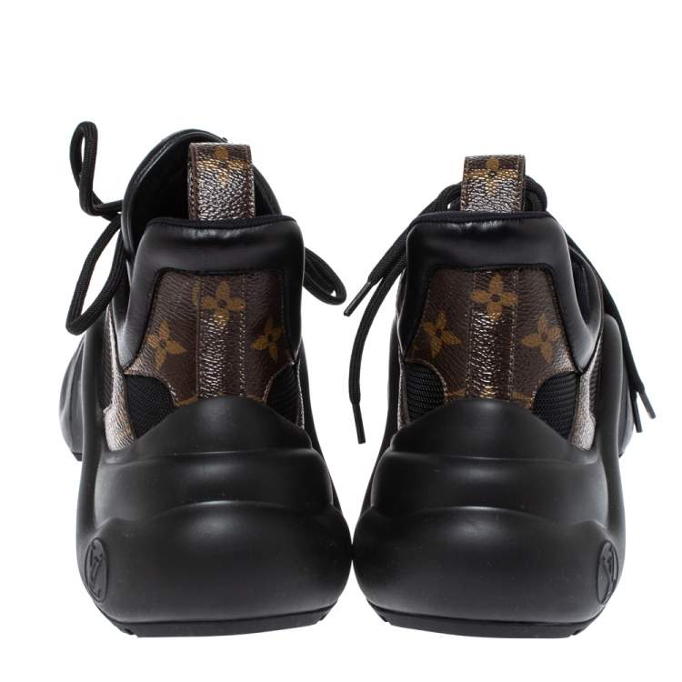 Pre Owned Louis Vuitton Black Monogram Canvas And Mesh LV Archlight Sneakers Size 38