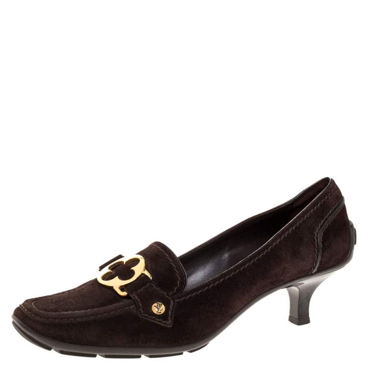 Louis Vuitton Brown Suede Leather Loafer Size 39.5 Pumps