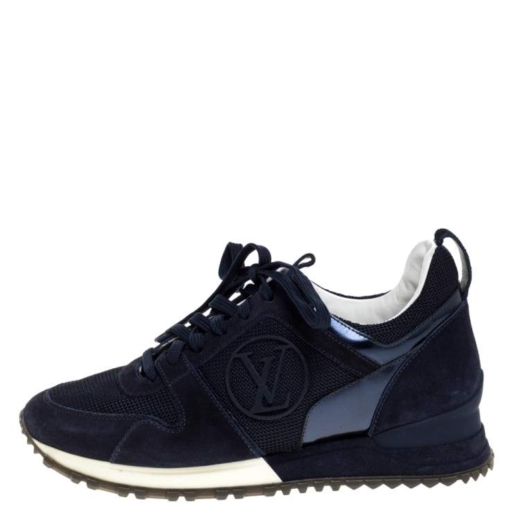 Louis Vuitton Navy Blue Suede and Mesh Run Away Lace Up Sneakers Size 35 Louis  Vuitton