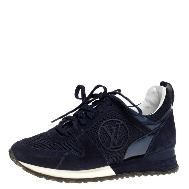 Louis Vuitton Navy Blue Suede and Mesh Run Away Lace Up Sneakers