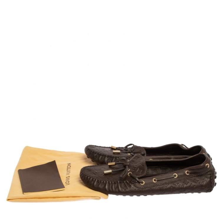 Pre Owned Louis Vuitton Brown Monogram Gloria Flat Loafers Size 39