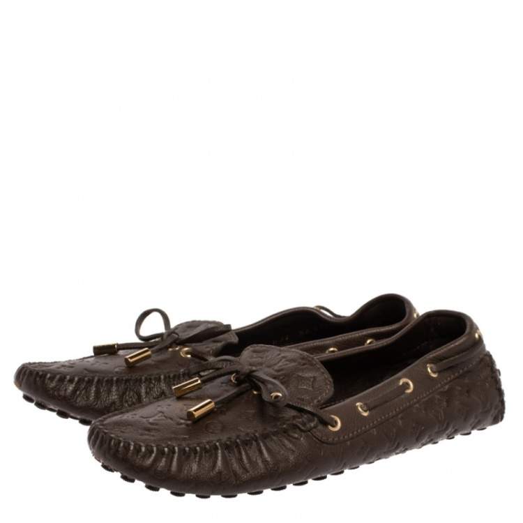 Pre Owned Louis Vuitton Brown Monogram Gloria Flat Loafers Size 39