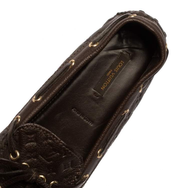 Pre Owned Louis Vuitton Brown Monogram Gloria Flat Loafers Size 39