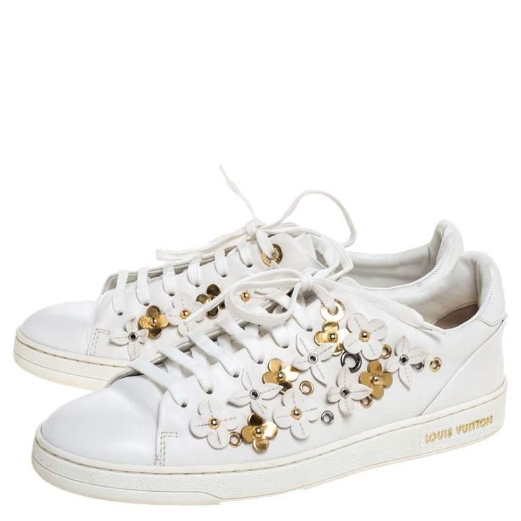 Louis Vuitton White Leather Frontrow Blossom Floral Embellished Low Top Sneakers Size 38 Louis ...