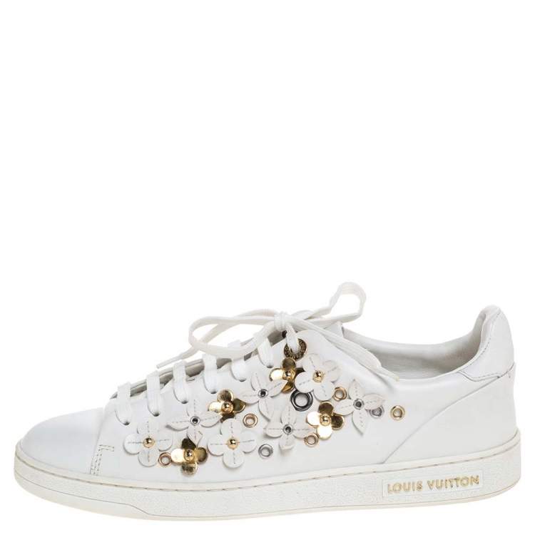 Louis Vuitton White Leather Frontrow Blossom Floral Embellished Low Top  Sneakers Size 38