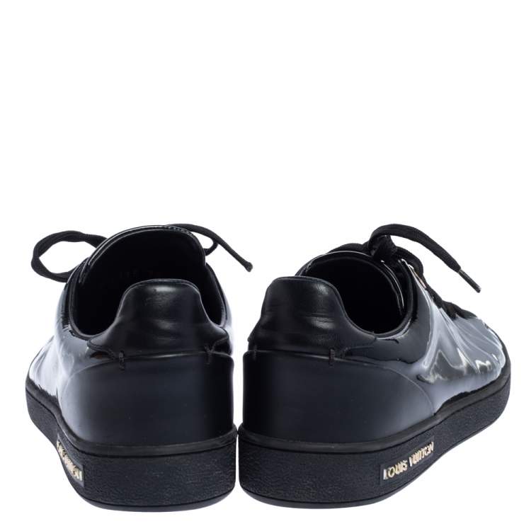 Pre Owned Louis Vuitton Black Patent Leather Frontrow Low Top Sneakers Size 35