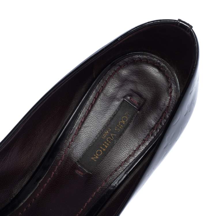 Pre Owned  Louis Vuitton Amarante Monogram Vernis True Peep Toe Platform Pumps Size 37.5