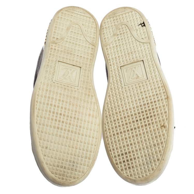 Pre Owned Louis Vuitton Brown Monogram Canvas And Patent Leather Frontrow Low Top Sneakers Size 37.5