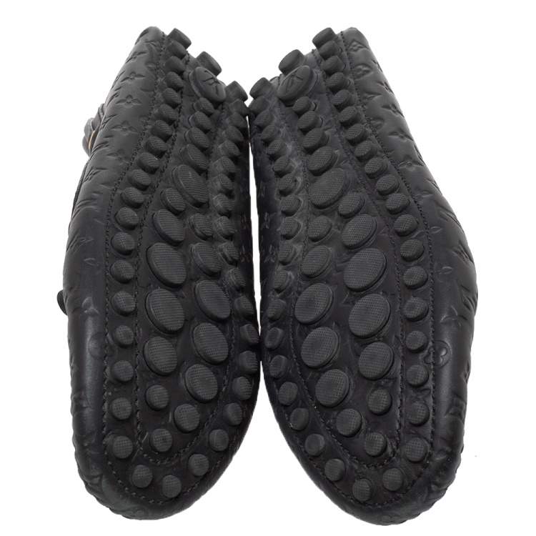 Pre Owned Louis Vuitton Blackk Monogram Embossed Leather Gloria Loafers Size 36