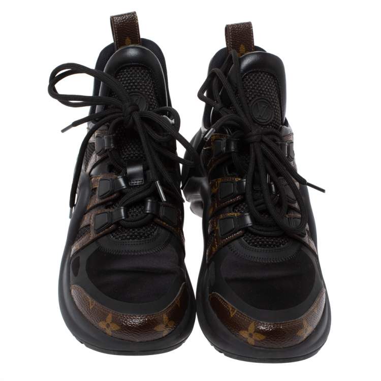 مملوكة مسبقًا Louis Vuitton Black Monogram Canvas And Mesh LV Archlight Sneakers Size 37.5